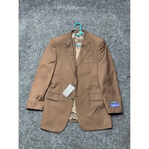 Apollo King Mens Brown Blazer 42L w/ Vest Set Formal Professional